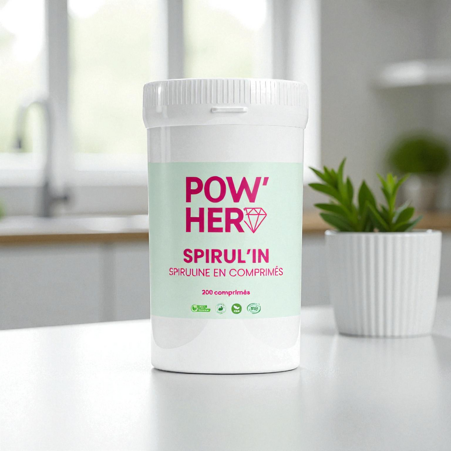 Spirul’IN 200 – Spiruline Bio premium riche en protéines, fer et antioxydants. Boost énergie, vitalité et beauté de la peau. Format 200 comprimés.