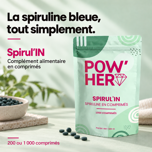 Spirul’IN Bleue, complément alimentaire en comprimés, formats 200 et 1 000 comprimés.